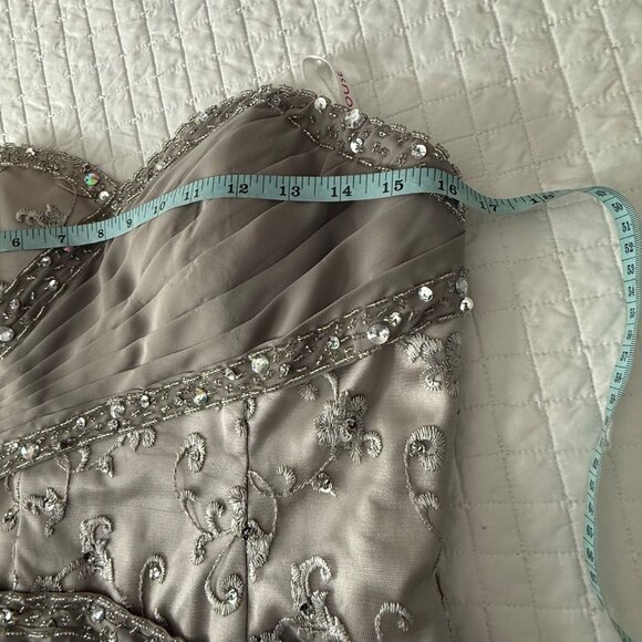 Strapless Embellished Silver Cocktail Dress By JJs House - Picture 12 of 12